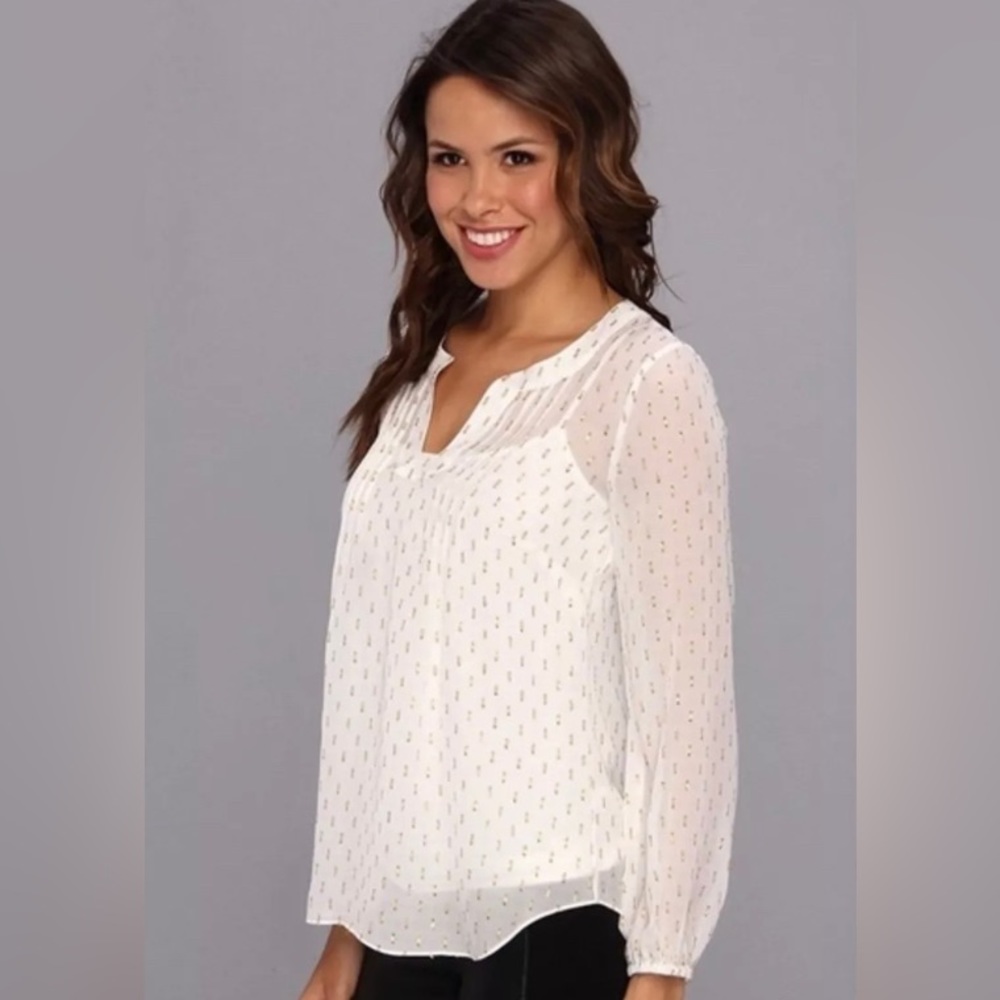 Lilly Pulitzer Silk Colby Blouse with Metallic accent